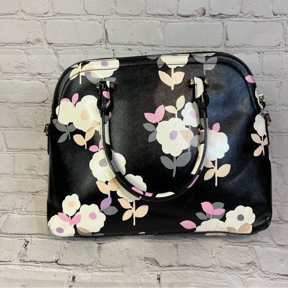 Kate Spade New York Medium Dome Satchel Purse Patterson Drive Black Floral - Picture 2 of 7